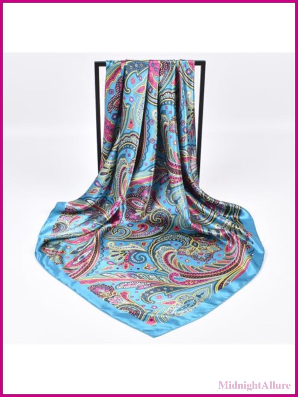 Large Square Satin Silk Head Scarf Paisley Hair Neck Wrap 35 Inch